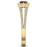 Garnet Ring: Garnet Jewelry: 1 1/2 Carat Oval Shape Antique Garnet and Halo Diamond Ring In 14 Karat Yellow Gold Image-4