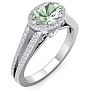 1 Carat Oval Shape Antique Green Amethyst and Halo Diamond Ring In 14 Karat White Gold Image-2