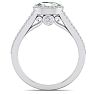 1 Carat Oval Shape Antique Green Amethyst and Halo Diamond Ring In 14 Karat White Gold Image-3