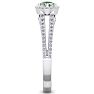 1 Carat Oval Shape Antique Green Amethyst and Halo Diamond Ring In 14 Karat White Gold Image-4