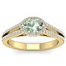 1 Carat Oval Shape Antique Green Amethyst and Halo Diamond Ring In 14 Karat Yellow Gold Image-1