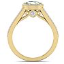 1 Carat Oval Shape Antique Green Amethyst and Halo Diamond Ring In 14 Karat Yellow Gold Image-3