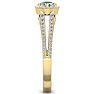 1 Carat Oval Shape Antique Green Amethyst and Halo Diamond Ring In 14 Karat Yellow Gold Image-4