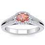 1-1/4 Carat Oval Shape Antique Morganite and Halo Diamond Ring In 14 Karat White Gold Image-1