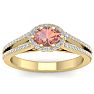 1-1/4 Carat Oval Shape Antique Morganite and Halo Diamond Ring In 14 Karat Yellow Gold Image-1