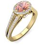 1-1/4 Carat Oval Shape Antique Morganite and Halo Diamond Ring In 14 Karat Yellow Gold Image-2