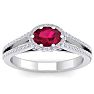 1 1/3 Carat Oval Shape Antique Ruby and Halo Diamond Ring In 14 Karat White Gold Image-1