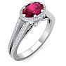 1 1/3 Carat Oval Shape Antique Ruby and Halo Diamond Ring In 14 Karat White Gold Image-2