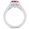 1 1/3 Carat Oval Shape Antique Ruby and Halo Diamond Ring In 14 Karat White Gold Image-3