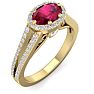 1 1/3 Carat Oval Shape Antique Ruby and Halo Diamond Ring In 14 Karat Yellow Gold Image-2
