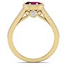 1 1/3 Carat Oval Shape Antique Ruby and Halo Diamond Ring In 14 Karat Yellow Gold Image-3