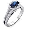 1 1/2 Carat Oval Shape Antique Sapphire and Halo Diamond Ring In 14 Karat White Gold Image-2