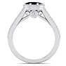 1 1/2 Carat Oval Shape Antique Sapphire and Halo Diamond Ring In 14 Karat White Gold Image-3