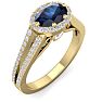 1 1/2 Carat Oval Shape Antique Sapphire and Halo Diamond Ring In 14 Karat Yellow Gold Image-2
