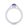 3/4 Carat Round Shape Amethyst and Halo Diamond Ring In 14 Karat White Gold Image-3
