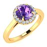 3/4 Carat Round Shape Amethyst and Halo Diamond Ring In 14 Karat Yellow Gold Image-2
