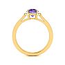 3/4 Carat Round Shape Amethyst and Halo Diamond Ring In 14 Karat Yellow Gold Image-3