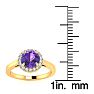 3/4 Carat Round Shape Amethyst and Halo Diamond Ring In 14 Karat Yellow Gold Image-5