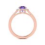 3/4 Carat Round Shape Amethyst and Halo Diamond Ring In 14 Karat Rose Gold Image-3
