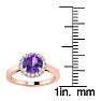 3/4 Carat Round Shape Amethyst and Halo Diamond Ring In 14 Karat Rose Gold Image-5