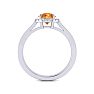 3/4 Carat Round Shape Citrine and Halo Diamond Ring In 14 Karat White Gold Image-3