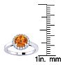 3/4 Carat Round Shape Citrine and Halo Diamond Ring In 14 Karat White Gold Image-5