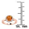 3/4 Carat Round Shape Citrine and Halo Diamond Ring In 14 Karat Rose Gold Image-5