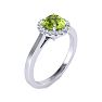1 Carat Round Shape Peridot and Halo Diamond Ring In 14 Karat White Gold Image-2