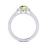 1 Carat Round Shape Peridot and Halo Diamond Ring In 14 Karat White Gold Image-3