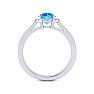 1 Carat Round Shape Blue Topaz and Halo Diamond Ring In 14 Karat White Gold Image-3