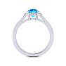 1 Carat Round Shape Blue Topaz and Halo Diamond Ring In 14 Karat White Gold Image-3