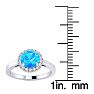 1 Carat Round Shape Blue Topaz and Halo Diamond Ring In 14 Karat White Gold Image-5