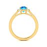 1 Carat Round Shape Blue Topaz and Halo Diamond Ring In 14 Karat Yellow Gold Image-3