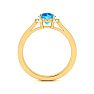 1 Carat Round Shape Blue Topaz and Halo Diamond Ring In 14 Karat Yellow Gold Image-3
