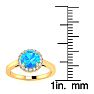 1 Carat Round Shape Blue Topaz and Halo Diamond Ring In 14 Karat Yellow Gold Image-5