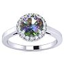 3/4 Carat Round Shape Mystic Topaz Ring Diamond Halo In 14 Karat White Gold Image-1