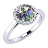 3/4 Carat Round Shape Mystic Topaz Ring Diamond Halo In 14 Karat White Gold Image-2