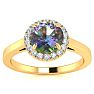 3/4 Carat Round Shape Mystic Topaz Ring Diamond Halo In 14 Karat Yellow Gold Image-1