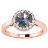 3/4 Carat Round Shape Mystic Topaz Ring Diamond Halo In 14 Karat Rose Gold Image-1