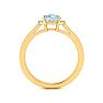 Aquamarine Ring: Aquamarine Jewelry: 1 Carat Round Shape Aquamarine and Halo Diamond Ring In 14 Karat Yellow Gold Image-3