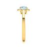 Aquamarine Ring: Aquamarine Jewelry: 1 Carat Round Shape Aquamarine and Halo Diamond Ring In 14 Karat Yellow Gold Image-4