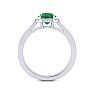 1 Carat Round Shape Emerald and Halo Diamond Ring In 14 Karat White Gold Image-3