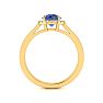 1 Carat Round Shape Tanzanite and Halo Diamond Ring In 14 Karat Yellow Gold Image-3