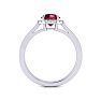 Garnet Ring: Garnet Jewelry: 1 1/4 Carat Round Shape Garnet and Halo Diamond Ring In 14 Karat White Gold Image-3