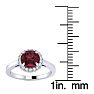 Garnet Ring: Garnet Jewelry: 1 1/4 Carat Round Shape Garnet and Halo Diamond Ring In 14 Karat White Gold Image-5