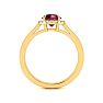 Garnet Ring: Garnet Jewelry: 1 1/4 Carat Round Shape Garnet and Halo Diamond Ring In 14 Karat Yellow Gold Image-3