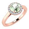 3/4 Carat Round Shape Green Amethyst and Halo Diamond Ring In 14 Karat Rose Gold Image-2