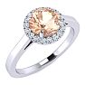 1 Carat Round Shape Morganite and Halo Diamond Ring In 14 Karat White Gold Image-2