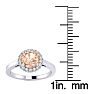 1 Carat Round Shape Morganite and Halo Diamond Ring In 14 Karat White Gold Image-5
