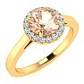 1 Carat Round Shape Morganite and Halo Diamond Ring In 14 Karat Yellow Gold Image-2
